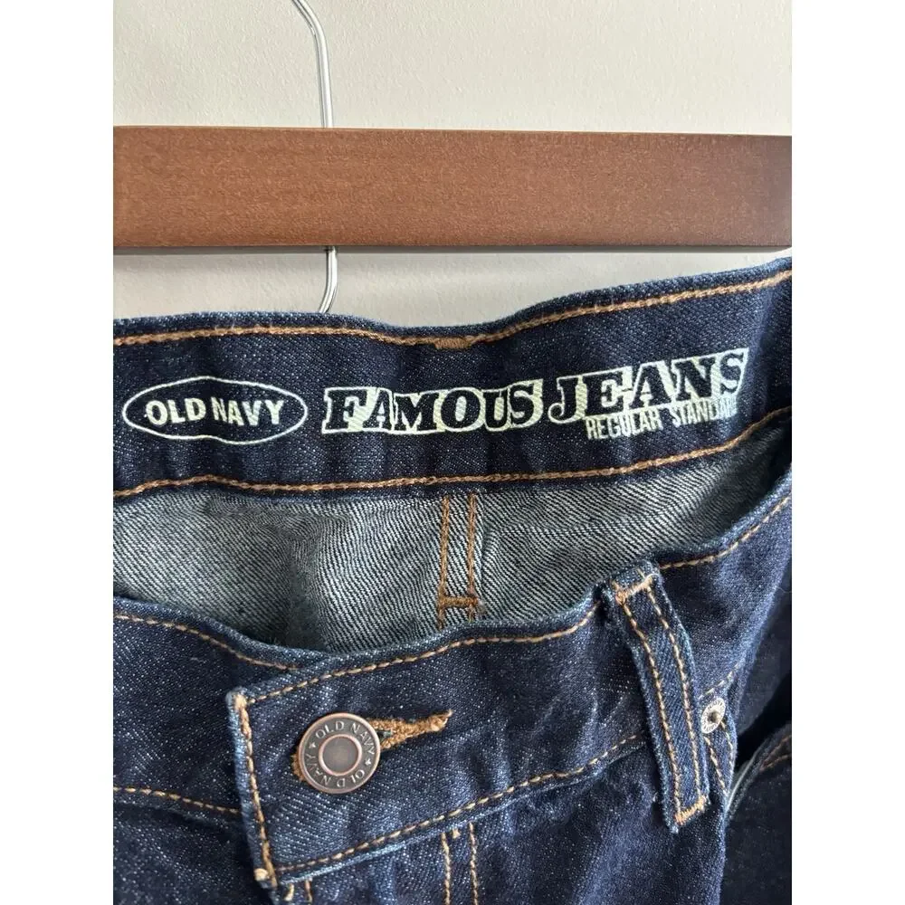 Old Navy Men's Famous Jeans Regular Fit Straight Dark Wash Blue Denim 38x30